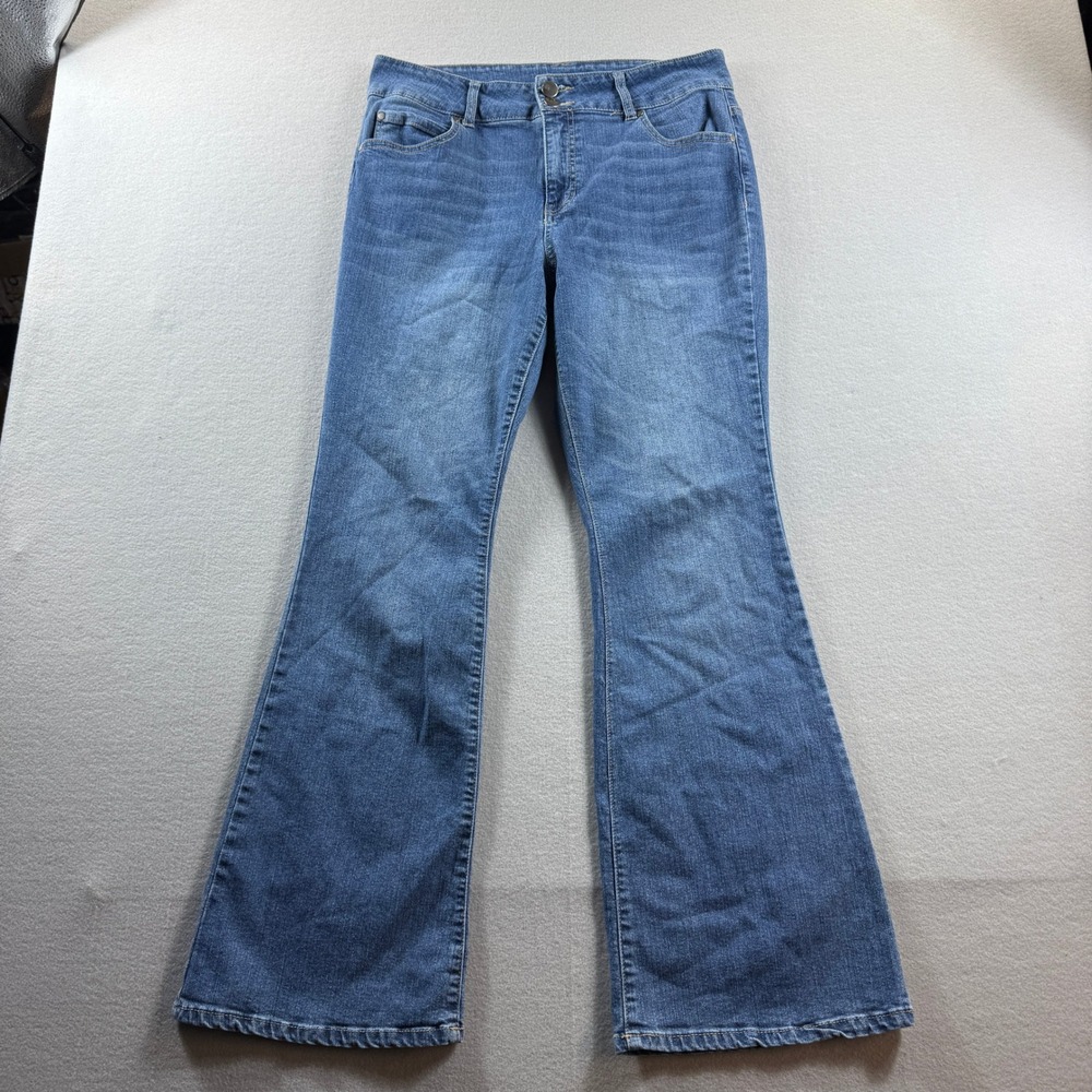 d.jeans Flare Jeans Womens 12‎ Blue Double Button Stretch High Rise